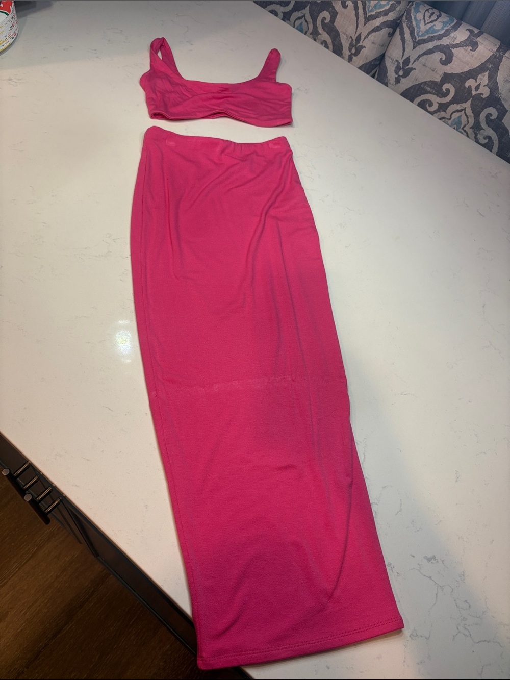naked wardrobe Hot Pink Two-Piece Skirt Set